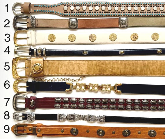 Vintage Studded Leather Belt: 80s-90s Western Concho Belts
