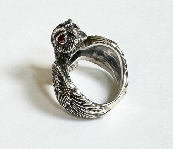 Sterling Silver Owl Ring Vintage Heavy Solid Hefty 925