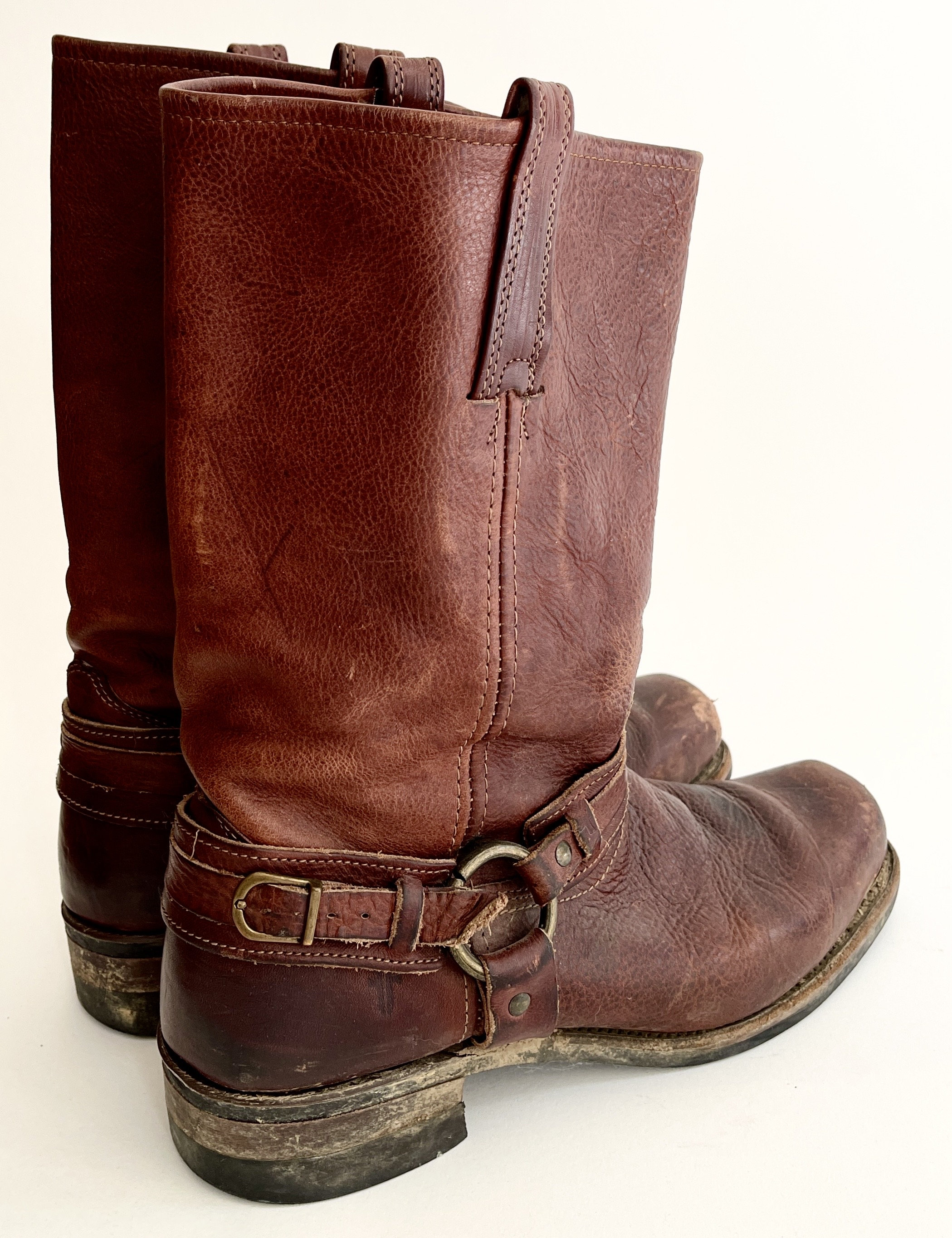 Frye Leather Harness Boots Men's Brown Oiled Leather Cowboy Frye Leather Harness Boots Men's Brown Oiled Leather Cowboy