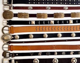 Vintage Western Leather Belt: Concho, Studded, & Navajo Style