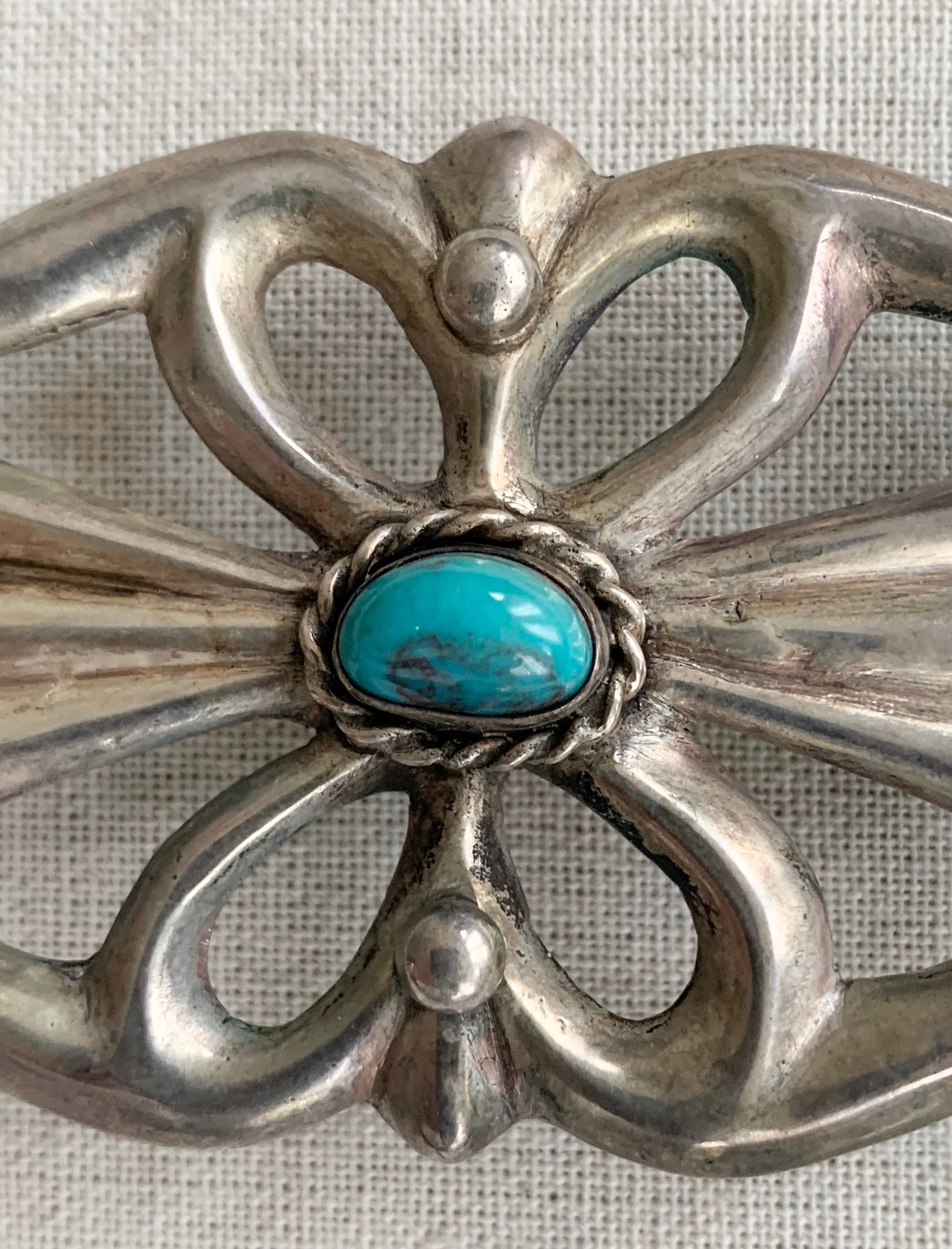 Sterling Turquoise Belt Buckle Sandcast Sterling Silver Vintage Native ...