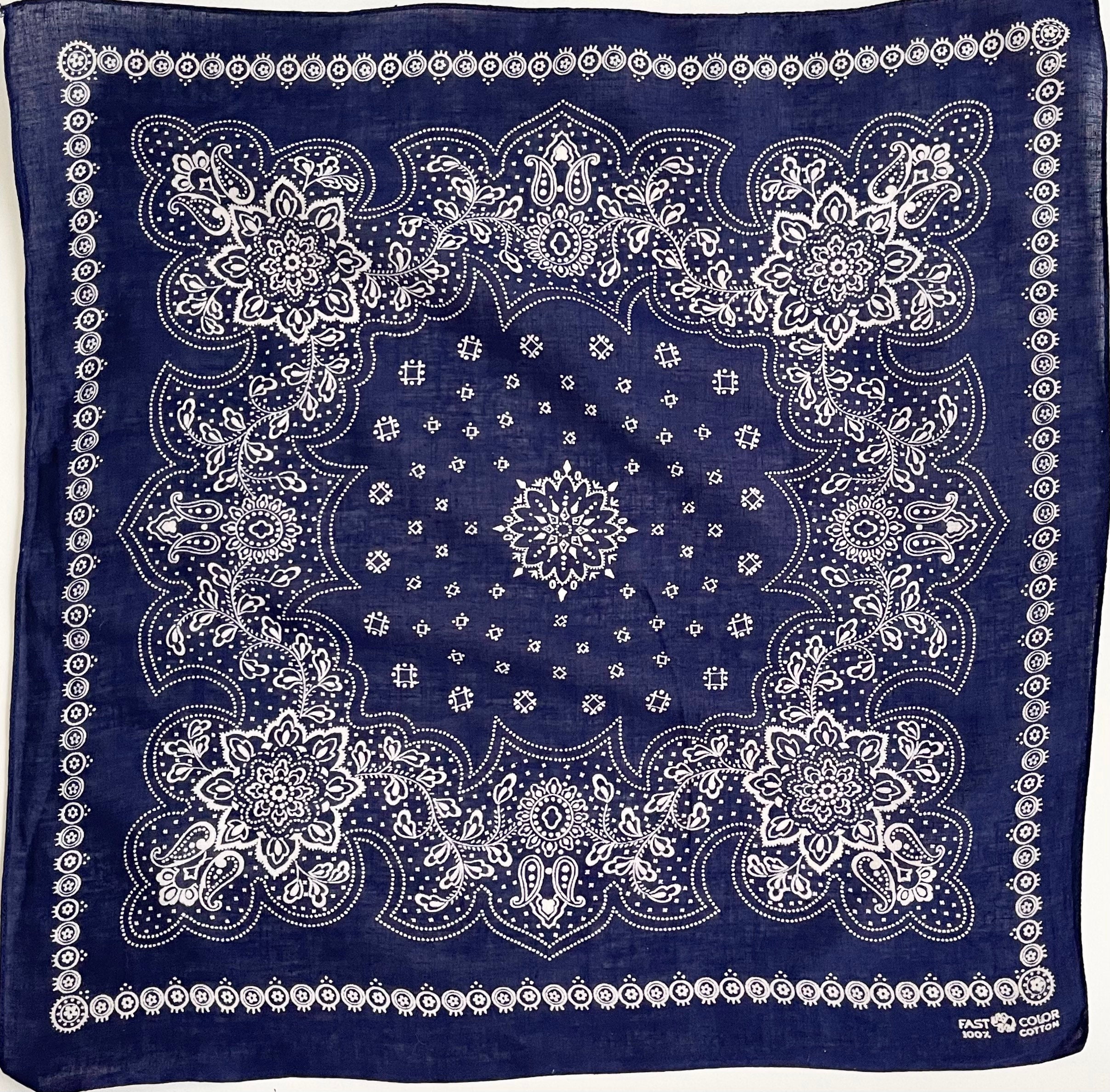 Lightweight 50s Indigo Bandana Elephant Trunk Up Vintage Fast Color All ...