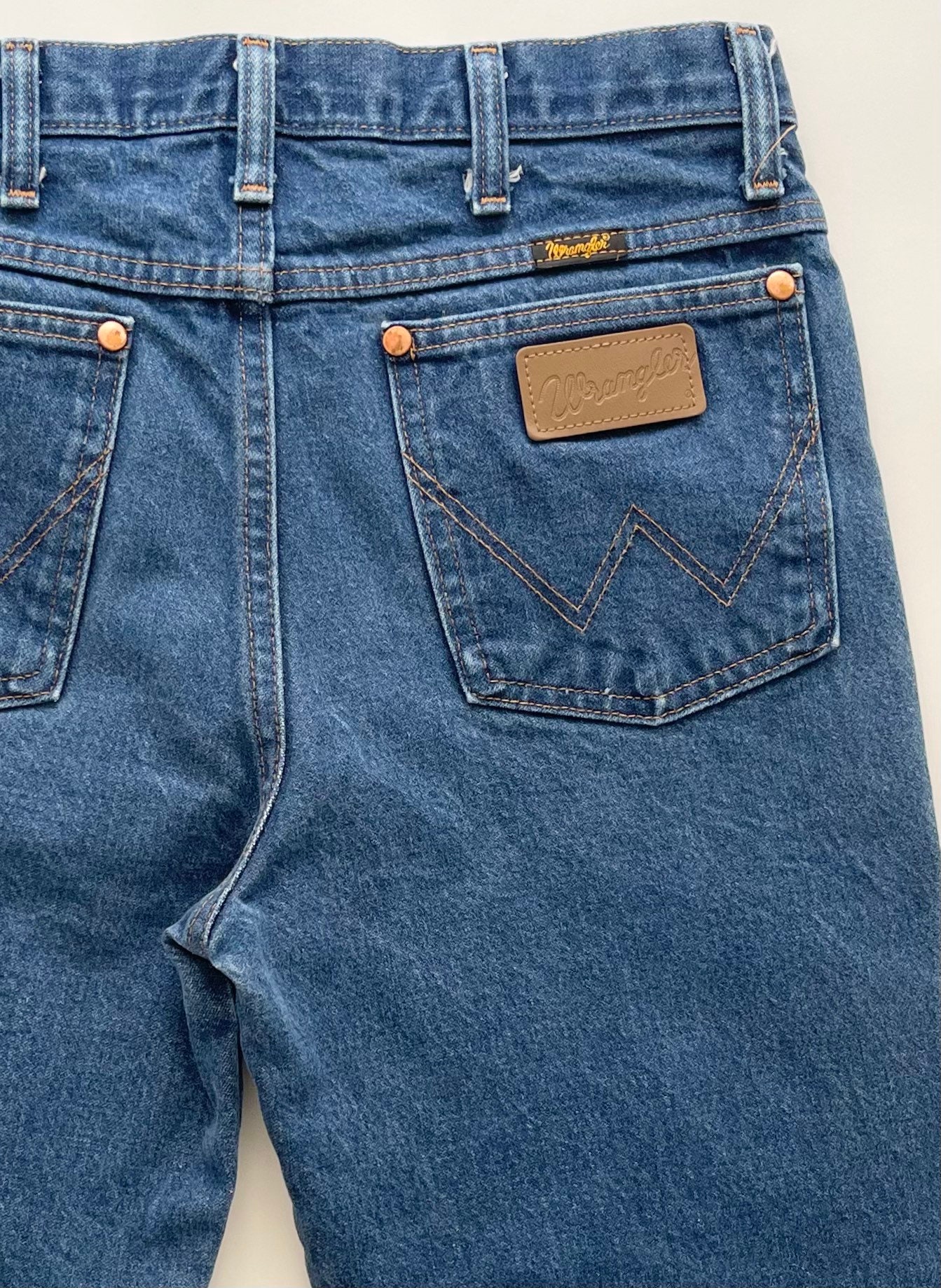 Vintage Wrangler Denim Jeans Pants Medium Dark Wash All Cotton 80s Made