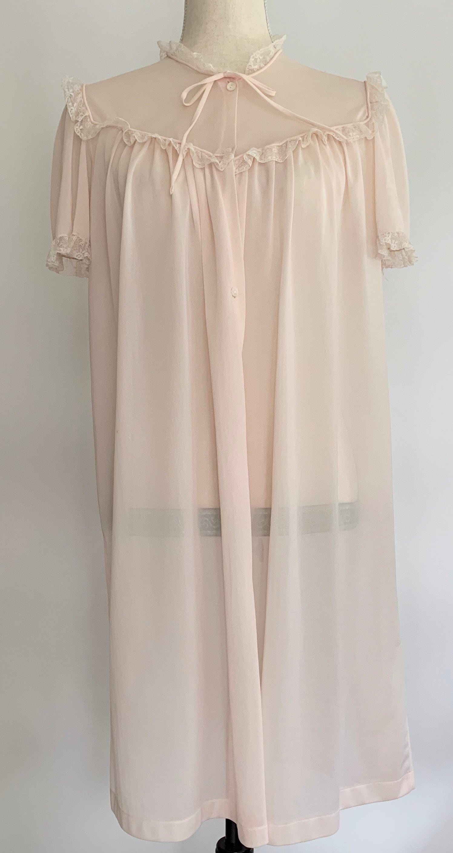 Dusty Pink Dressing Gown Nightgown Nightie Romantic Vintage 50s Pale ...