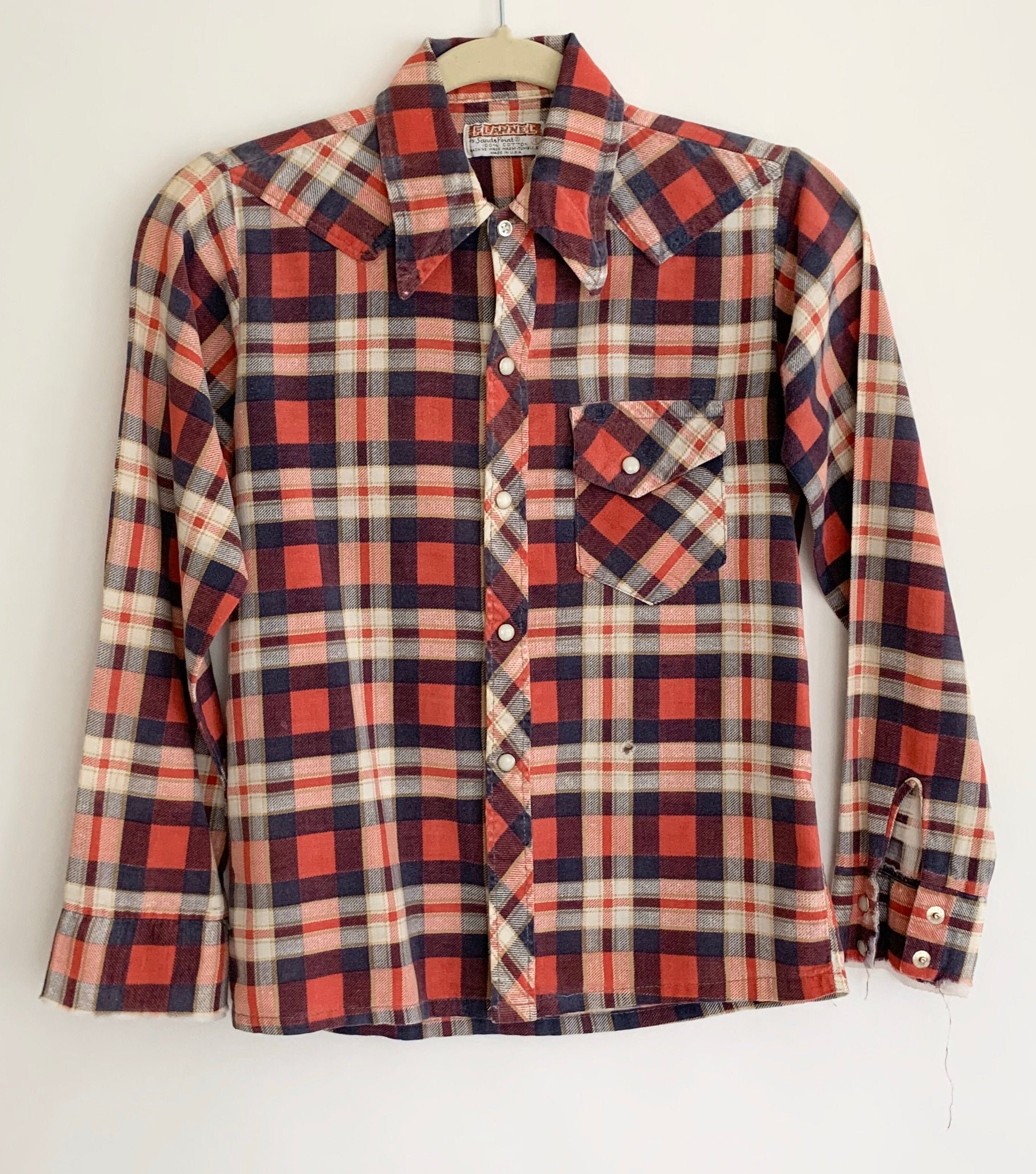 Boys Western Flannel Shirt Vintage Flannel by Sand Point Pearl Snap ...