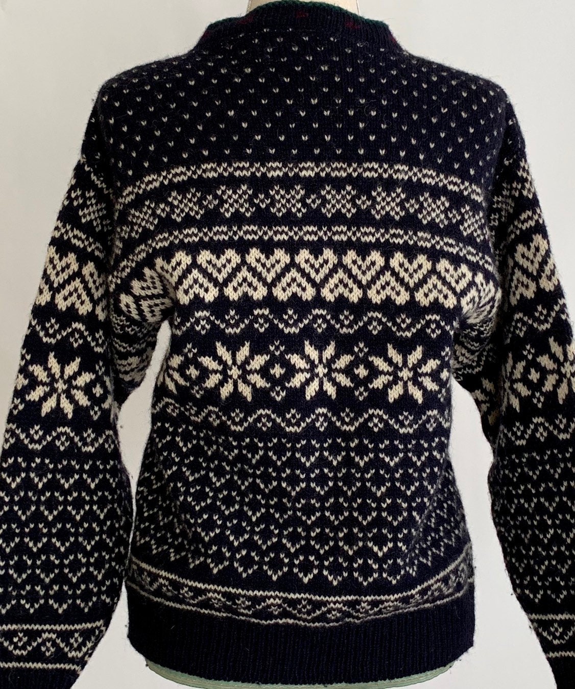 LLBean Fair Isle Sweater Nordic Style Made in USA Vintage Wool Blue ...