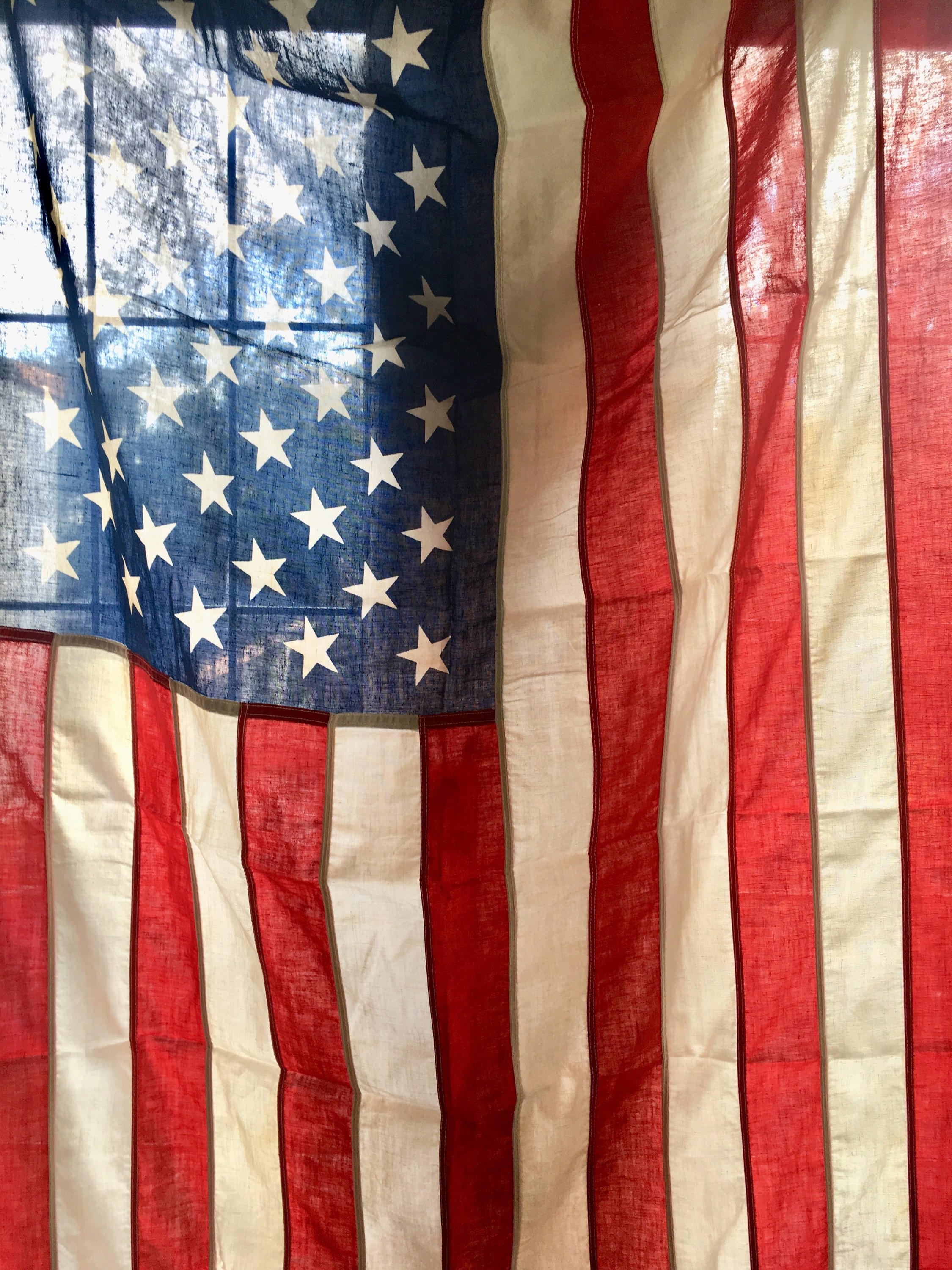 Vintage Cotton American Flag Bunting USA Reliance Nice Patina Wall