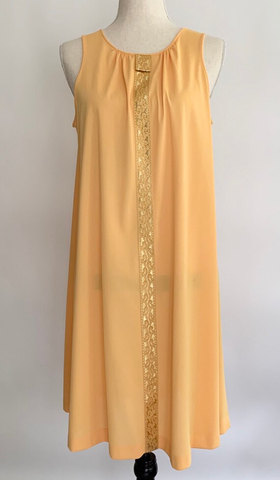 60s Marigold Sleeveless Nightgown House Day Dress… - image 3