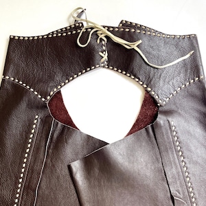 Handmade Vintage Western Riding Chaps Dark Brown Leather image 1