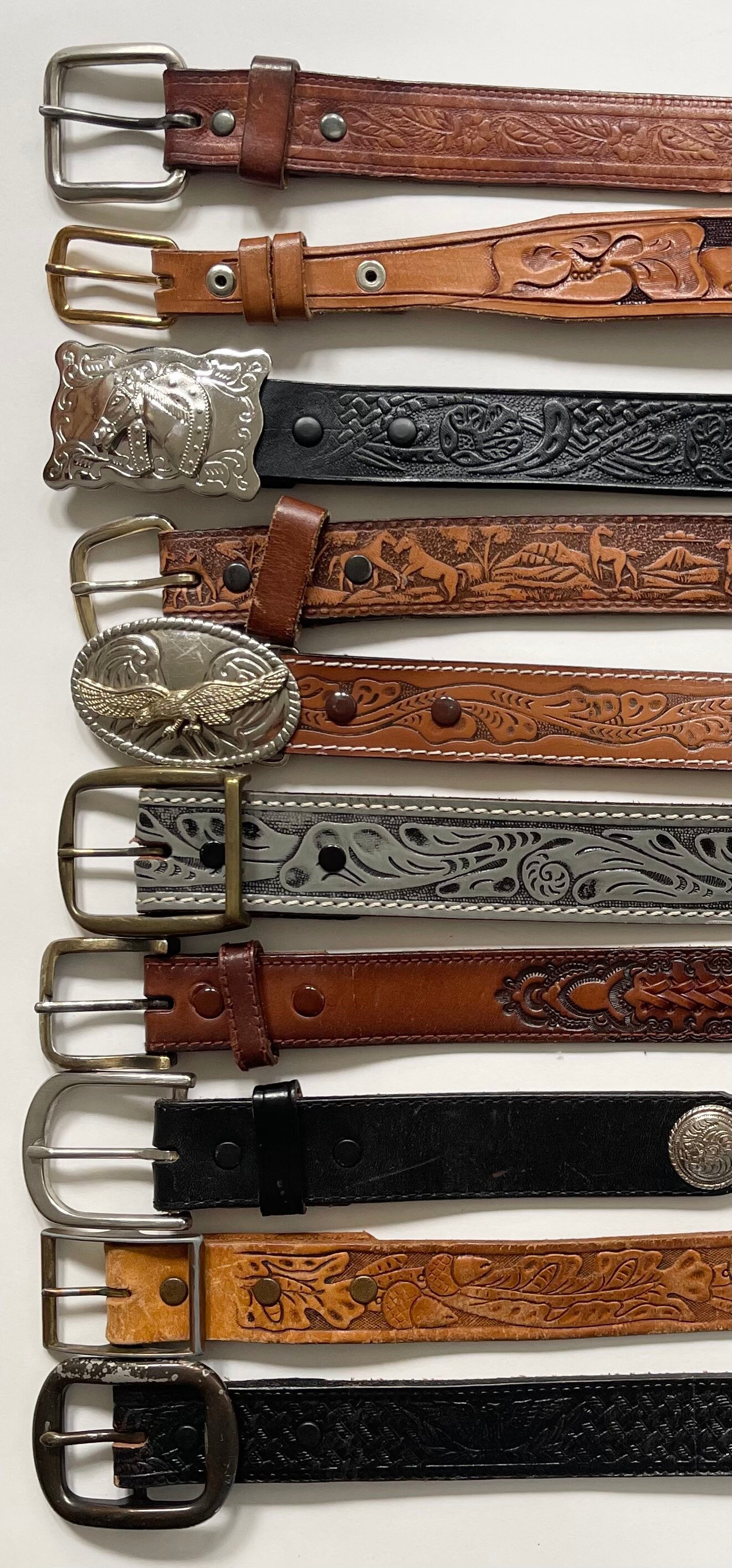 Tooled Leather Belt XXS Woman Child Kid Boy Girl Size 26 28 Etsy