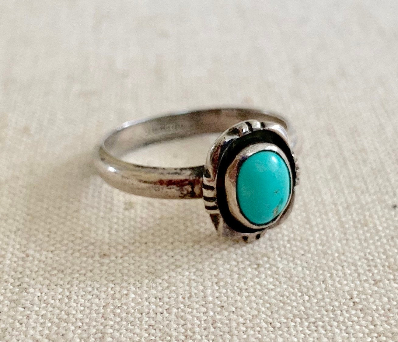 Tiny Turquoise Ring Native American Navajo Sterling Silver Dainty ...