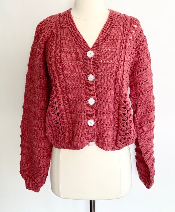 Vintage 60s/70s Soft Pink Hand Knit Cottagecore Top M