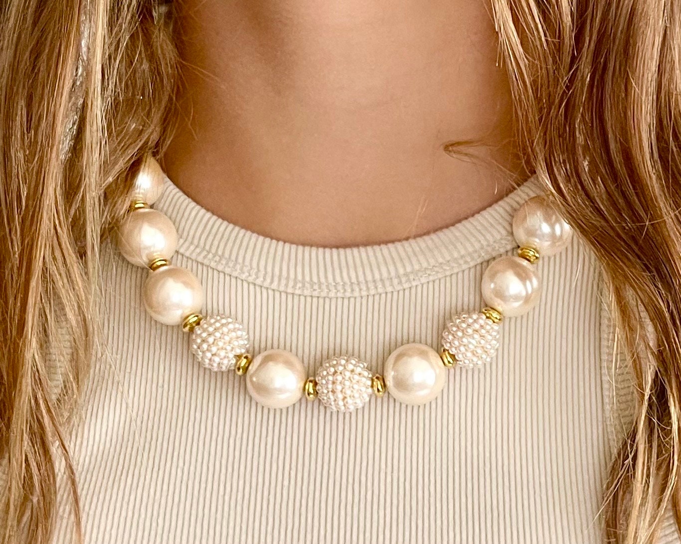 Vintage Richelieu Faux Pearl Long Necklace. Brand New With Original Tags.  Vintage Beaded Richelieu Long Necklace. Oversized Pearl Necklace - Etsy