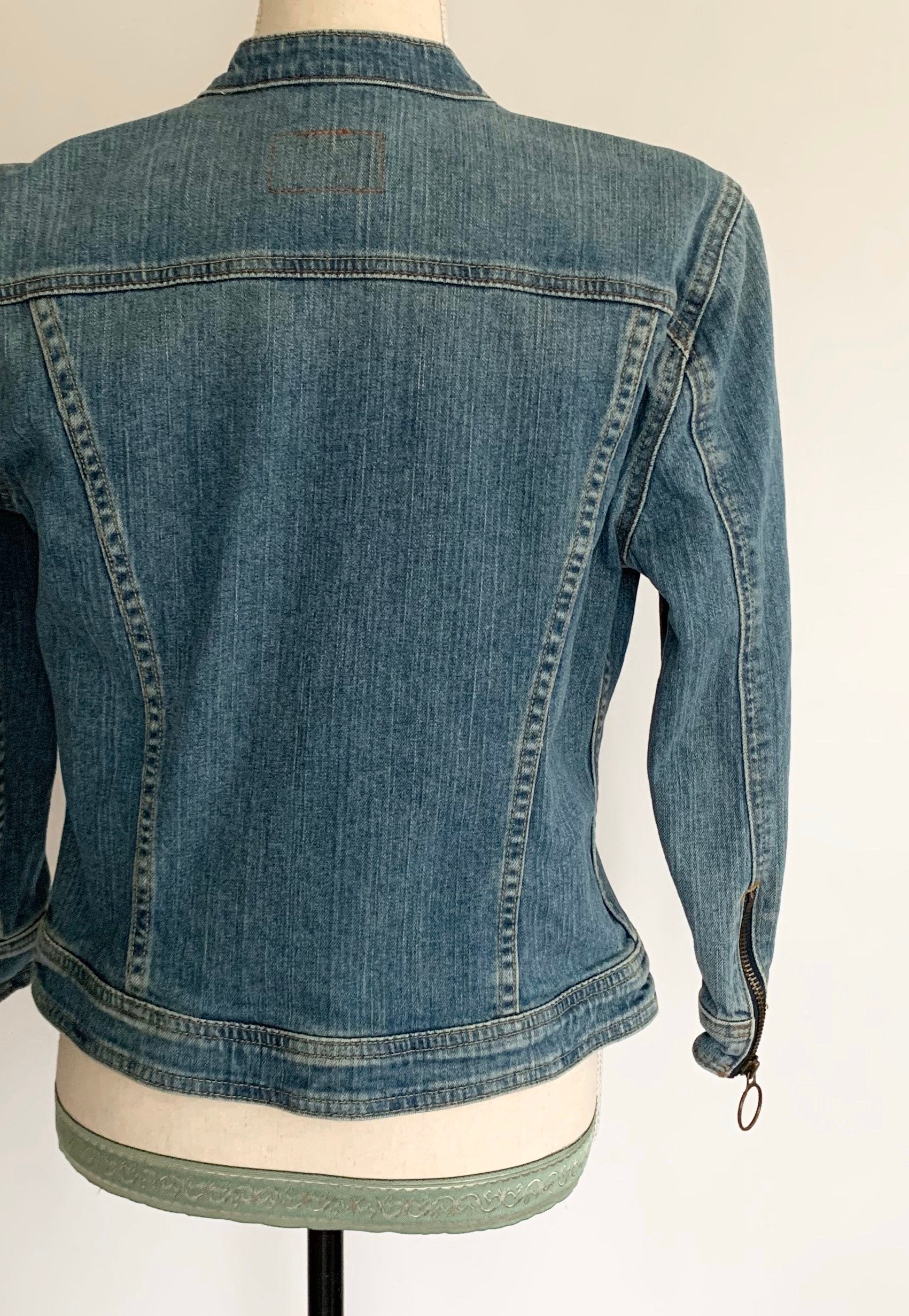 Calvin Klein Denim Jacket Vintage 90s Blue Jean Moto Motorcycle Biker ...