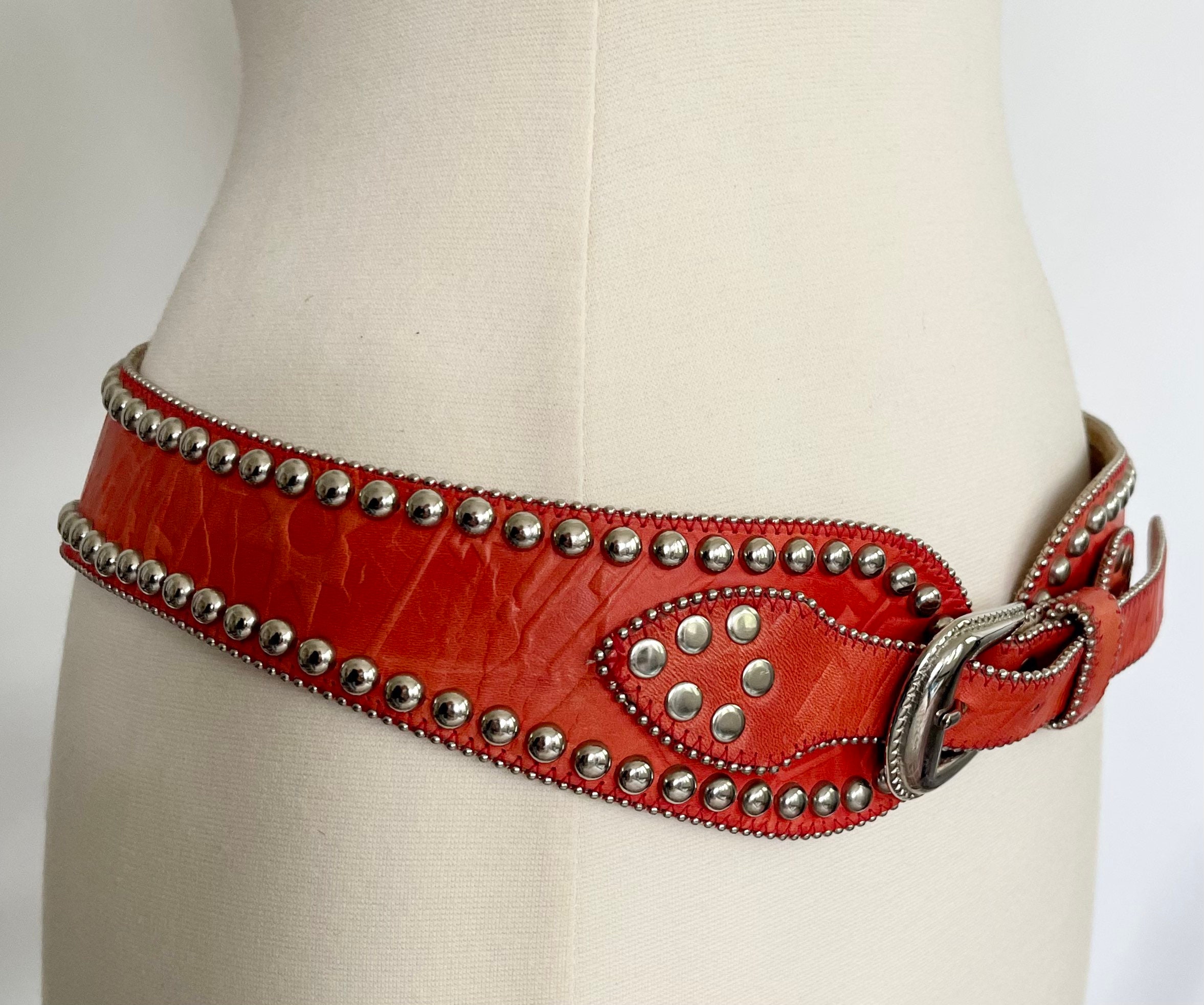Vintage Style Leather Studs Belt/Vintage Style Leather Studs