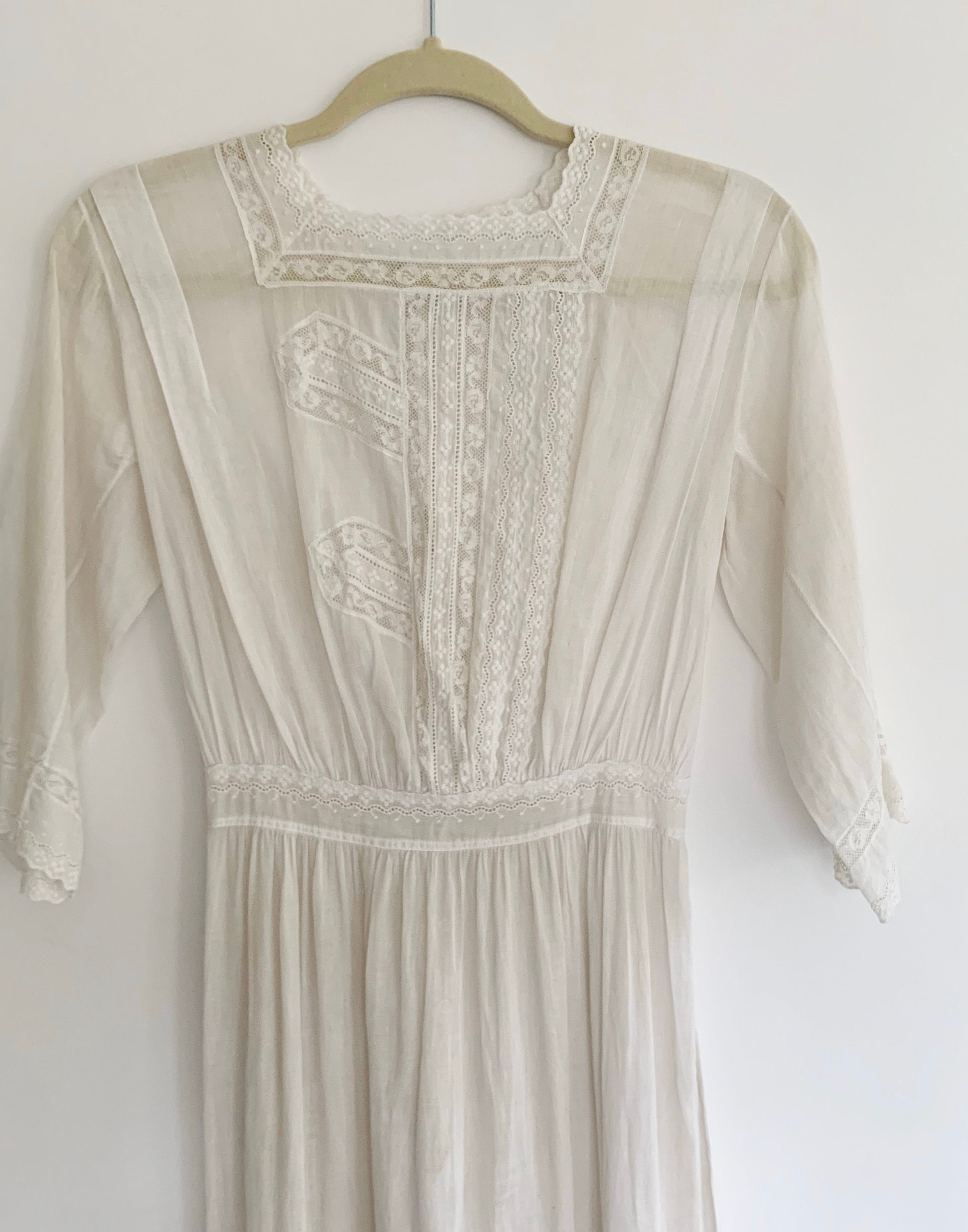 Antique Victorian Cotton Dress Vintage Sheer Lightweight Delicate White ...