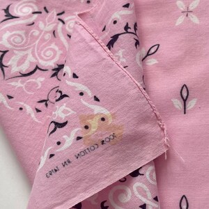 50s scarf or bandana usa-made pink faux patchwork rose vintage textile bandana