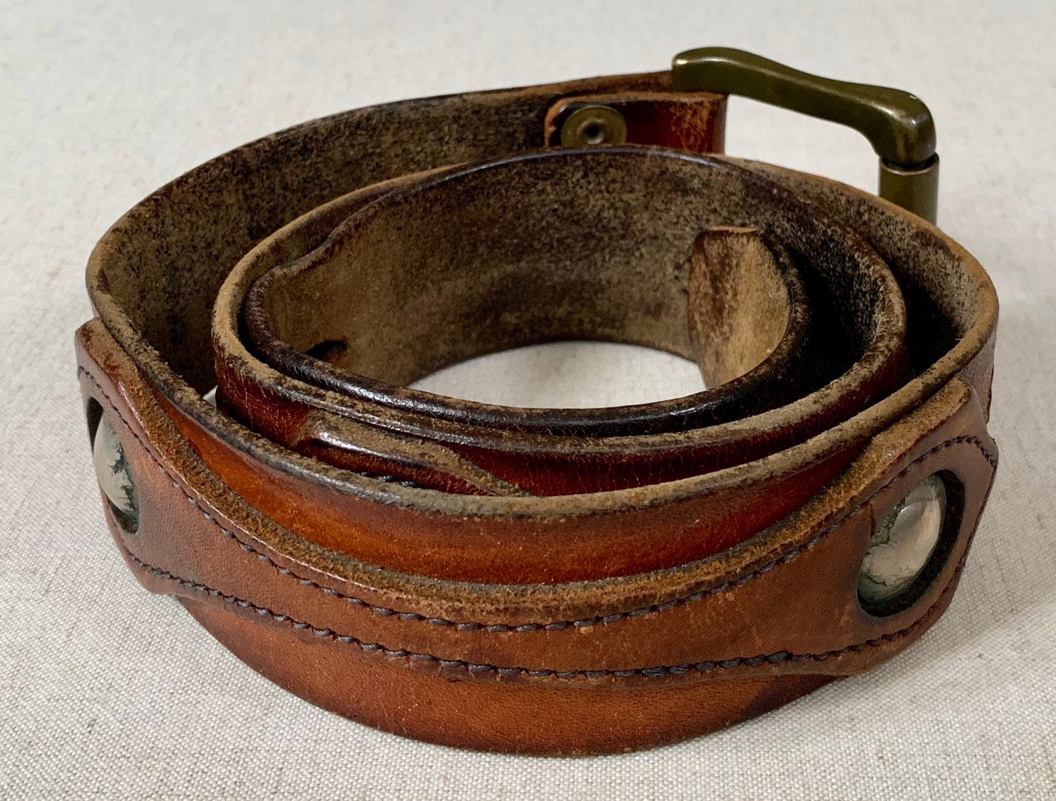 Buffalo Nickel Leather Belt Distressed Vintage Tooled Leather Strap ...