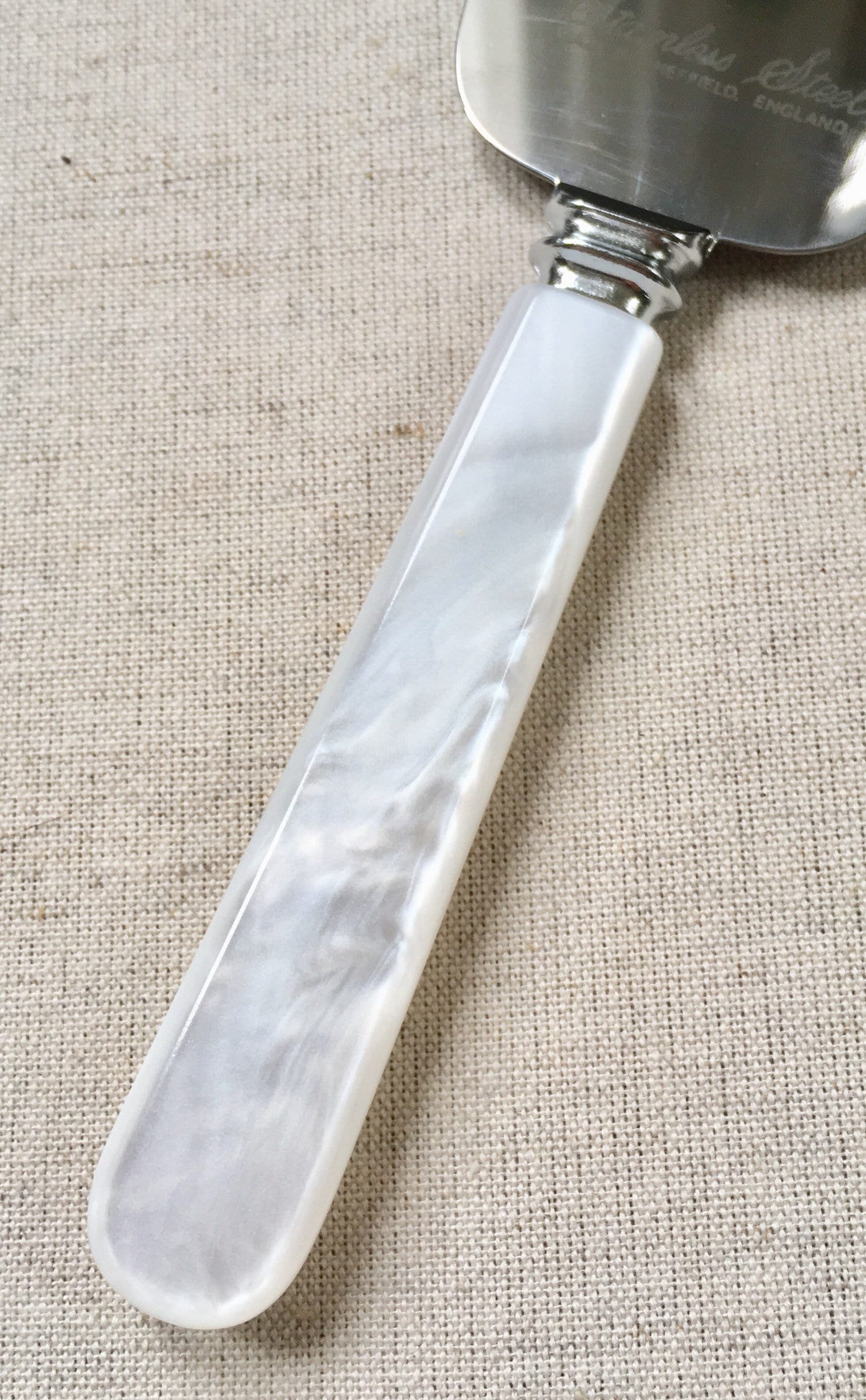 Wedding Cake Cutter Knife Server Pearlized Handle Vintage Antique Retro