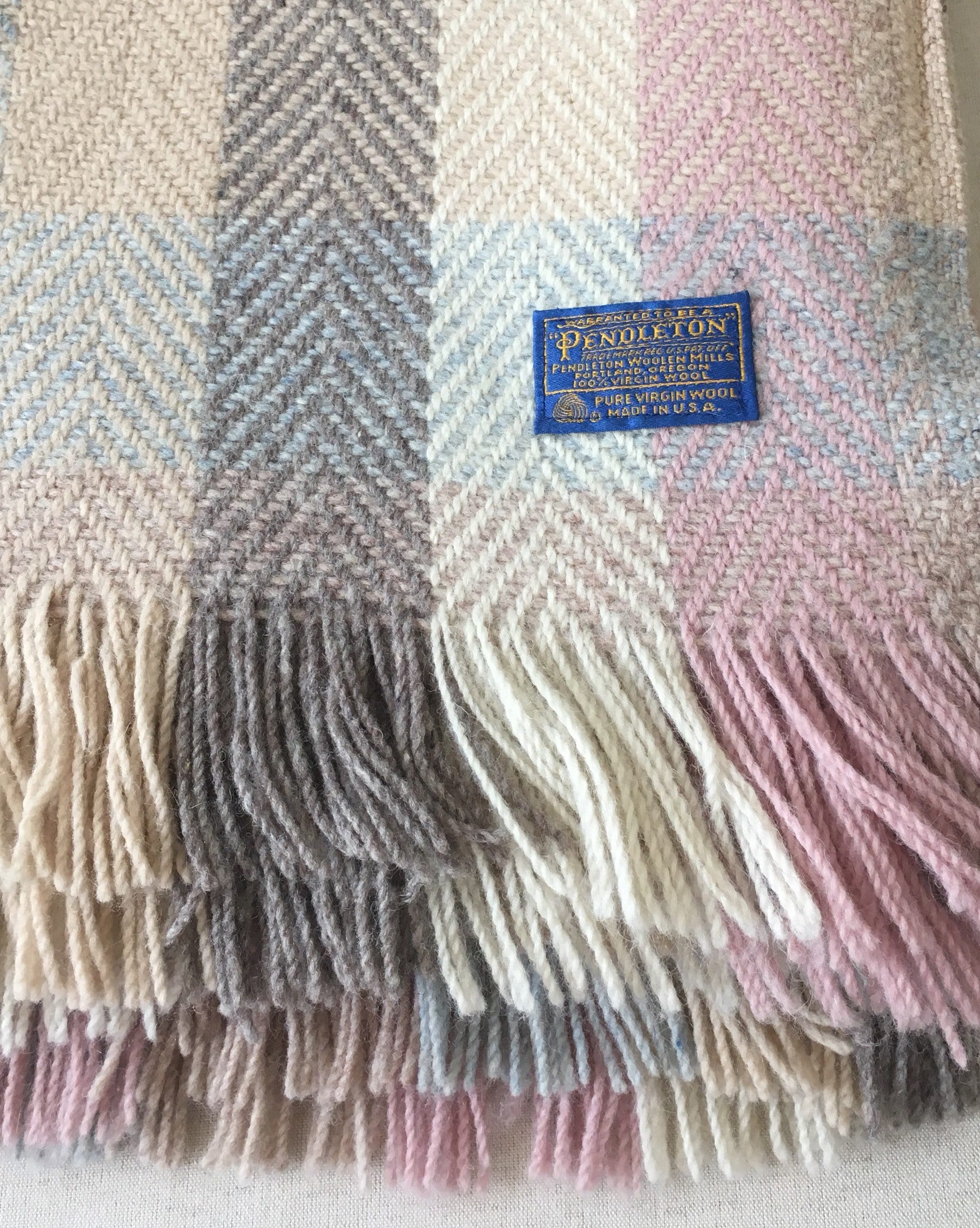 Pendleton Knit Wool Blanket Throw Afghan Vintage Pure Virgin Wool