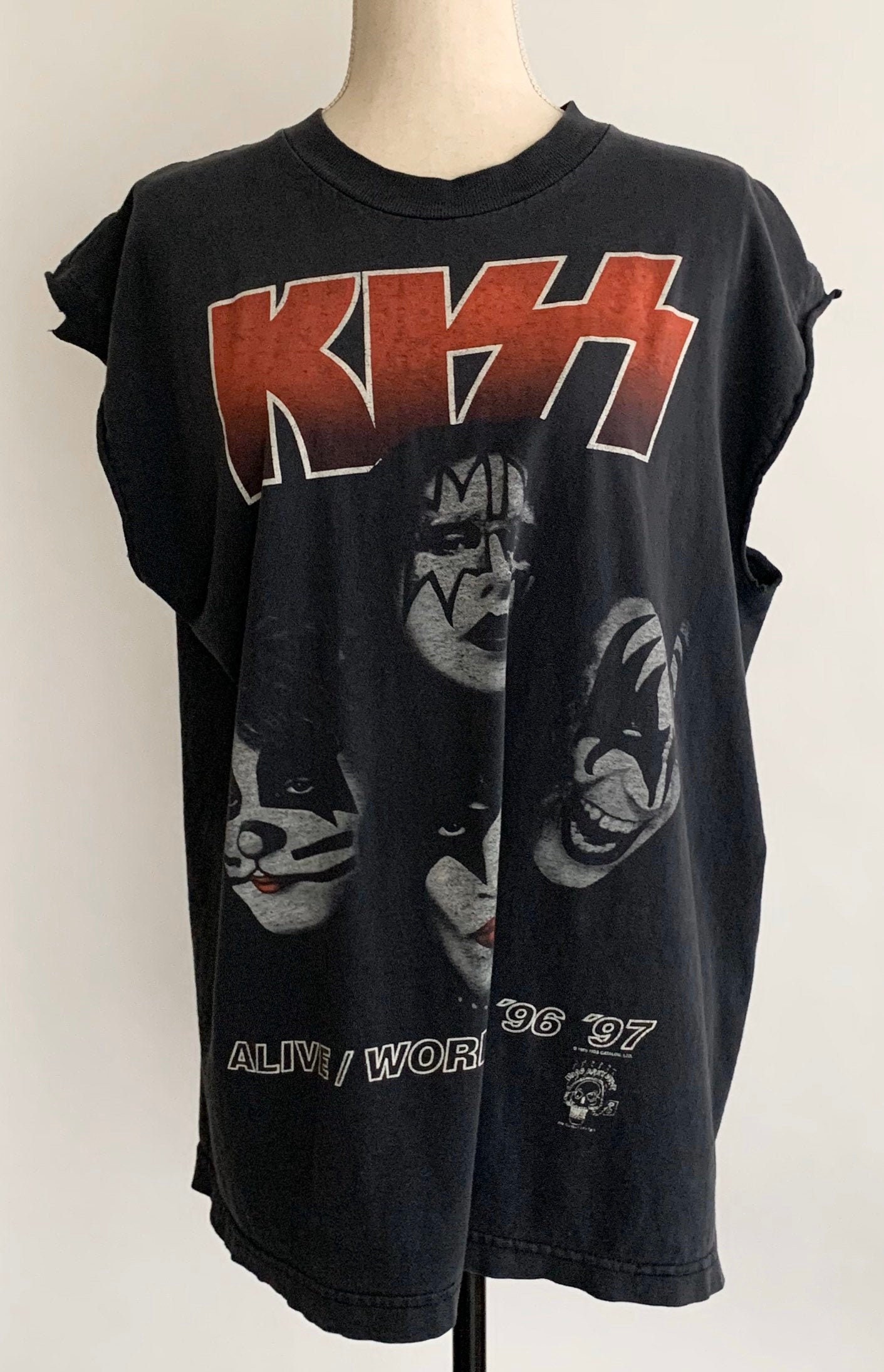 90s KISS Muscle Tee T Shirt Sleeveless Top Vintage Distressed