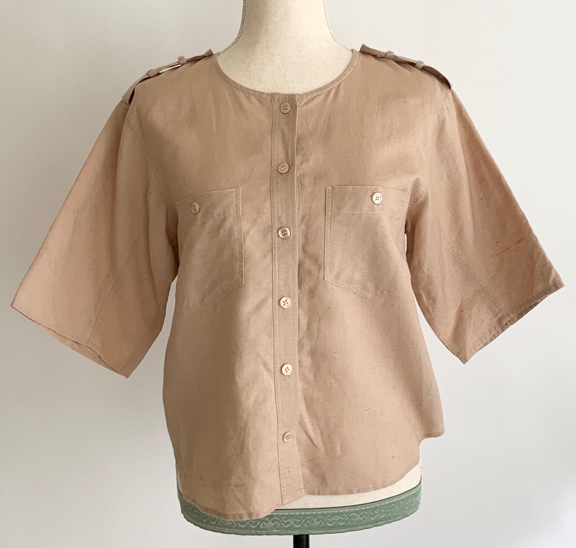 80s Linen Safari Shirt Minimalist Style Vintage Jordan New York Dusty ...