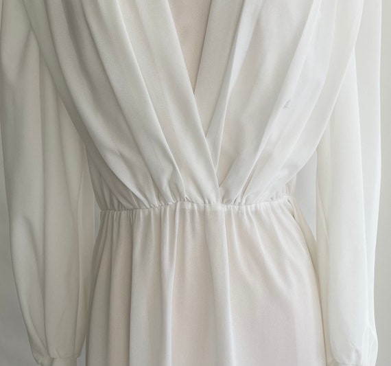 White Polyester Maxi Dress Vintage 70s Romantic B… - image 5