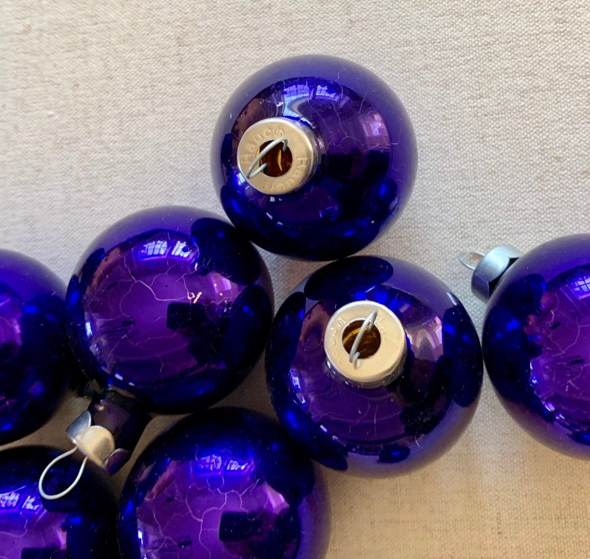 Small Purple Christmas Ornaments Glass Bulbs Lot of 18 Made by Rauch