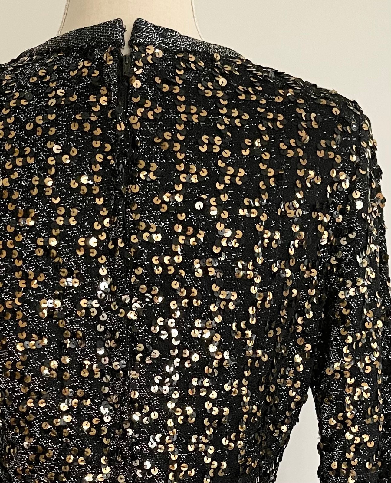 Black Sequin Disco Dress Vintage 60s Perullo for Fred Perlberg Made in ...