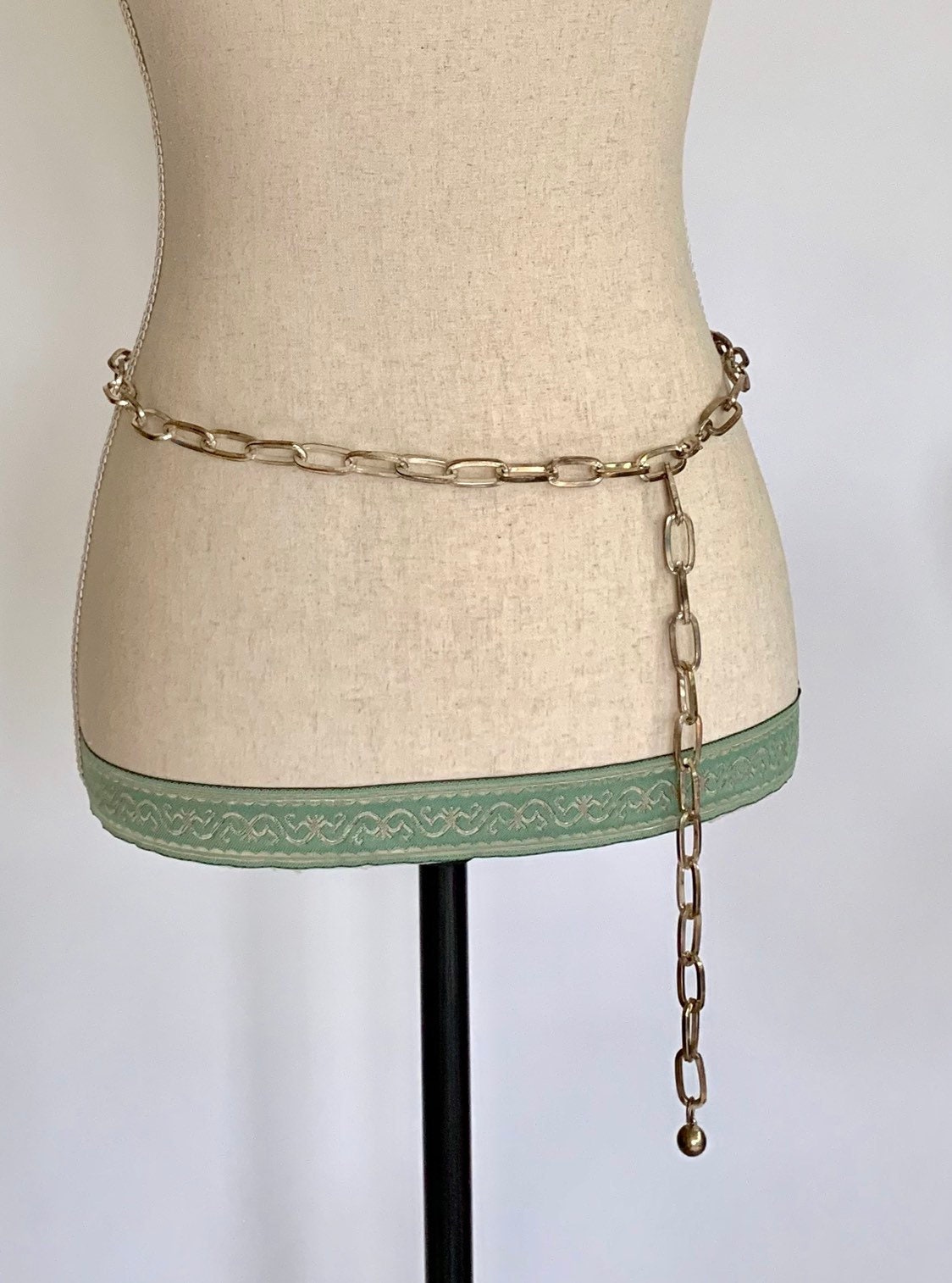 80s Gold Chain Belt Vintage Belts Adjustable Length Chain Link Rock and