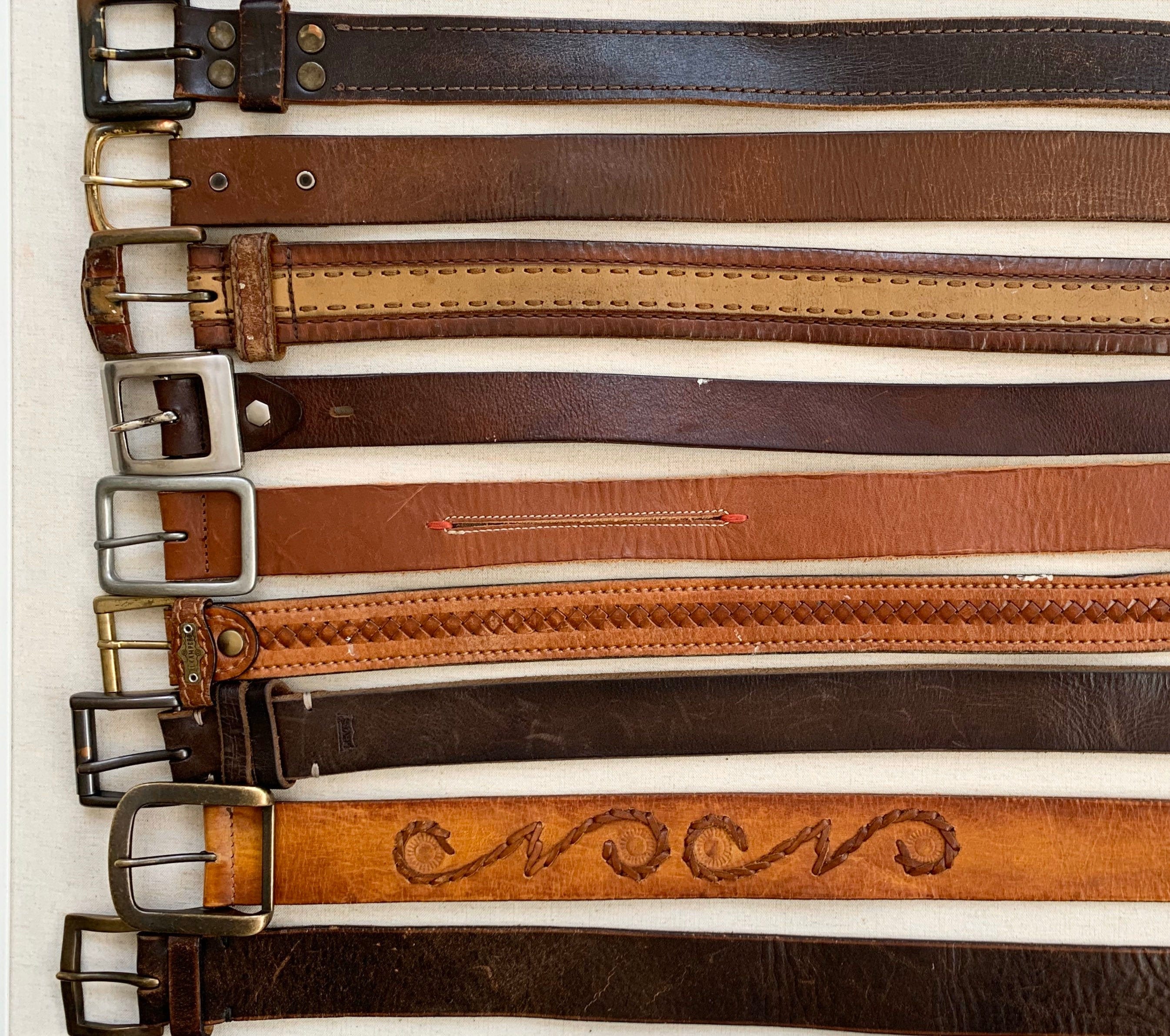 Distressed Brown Leather Belt Belts Vintage Mens Women's Etsy