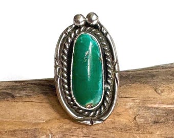 Vintage Navajo Grün Türkis Ring Native American Sterling Silber