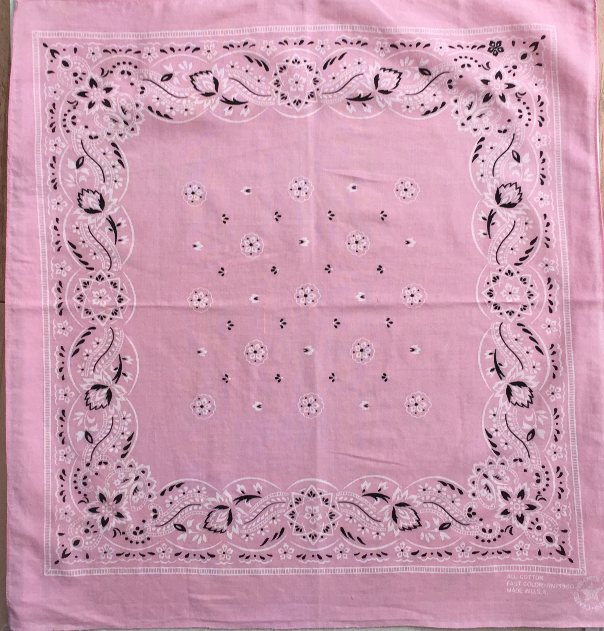 Vintage Light Pink Bandana Fast Color RN 13960 Super Soft 100 Cotton
