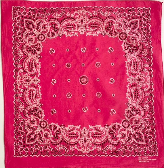 Magenta Pink Paisley Bandana Cowboy Scarf Vintage