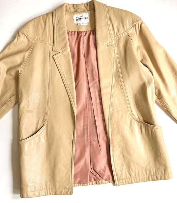 Vintage 80s Soft Beige Leather Jacket Loose Oversized Boyfriend Fit