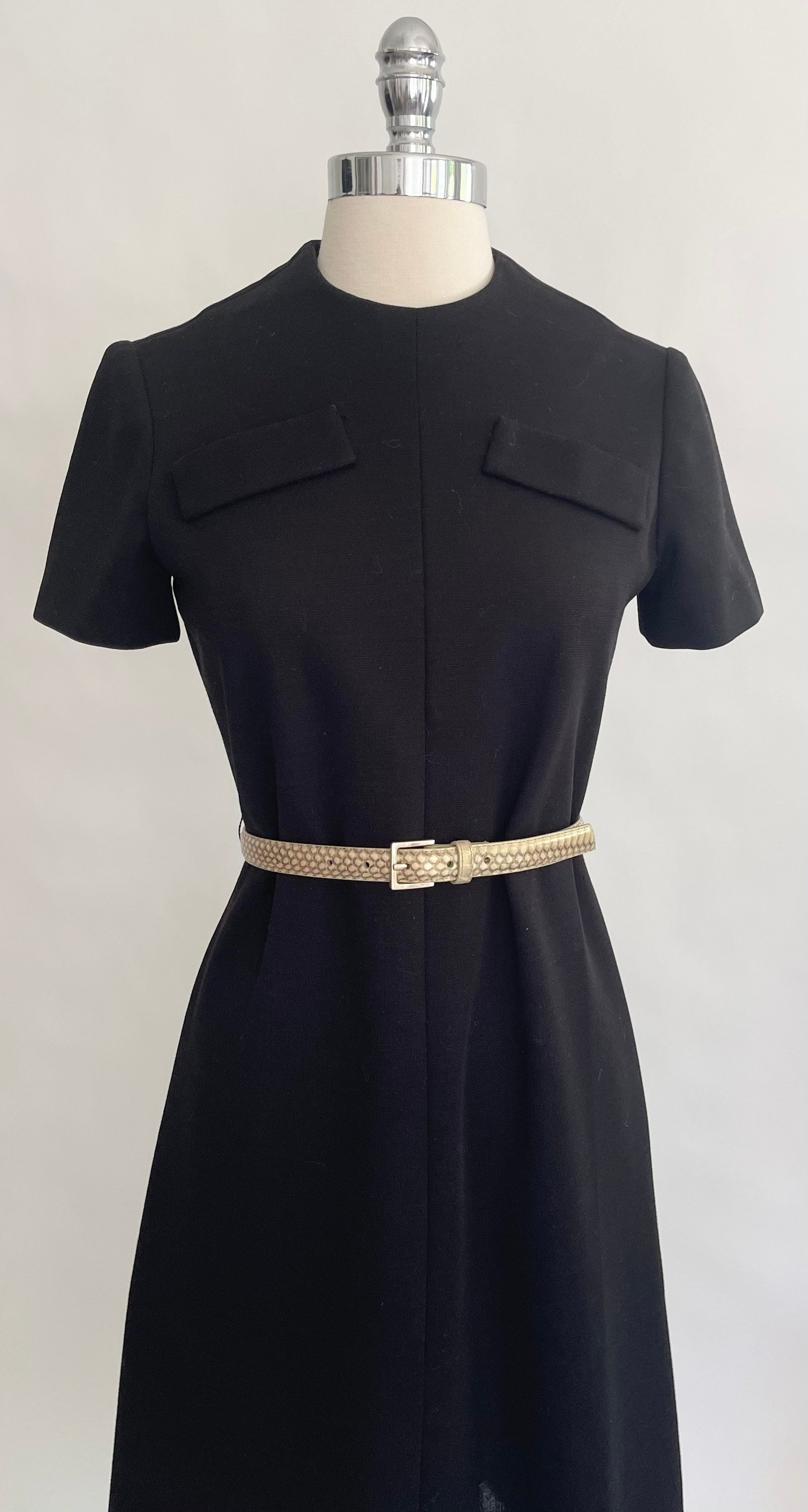 Mod 60s Little Black Dress Vintage Short Sleeve Dresses Made by