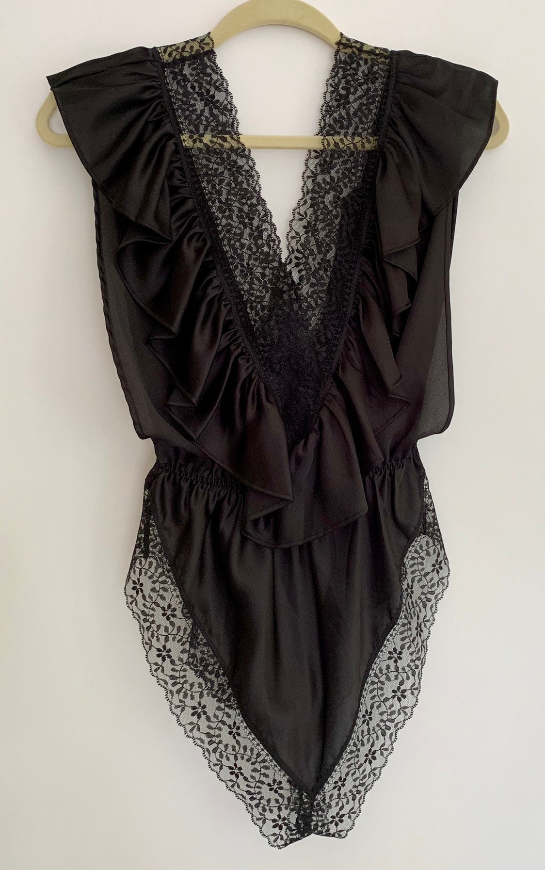 Gorgeous Black Romper Teddy Vintage Lily of France Made in USA Lace ...