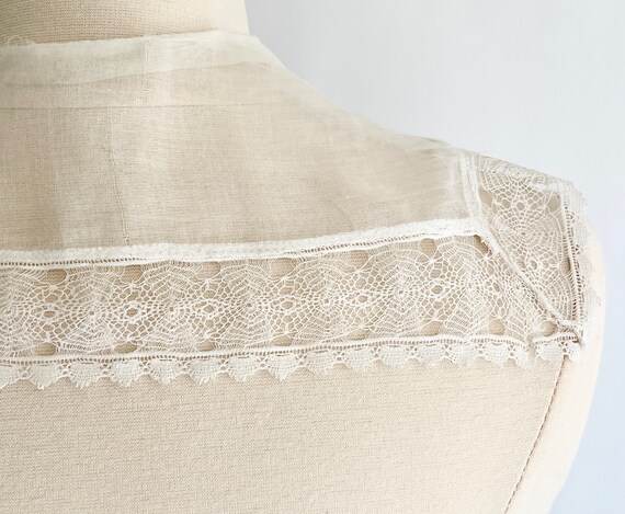 Antique Victorian Edwardian Collar Fine White Cot… - image 4