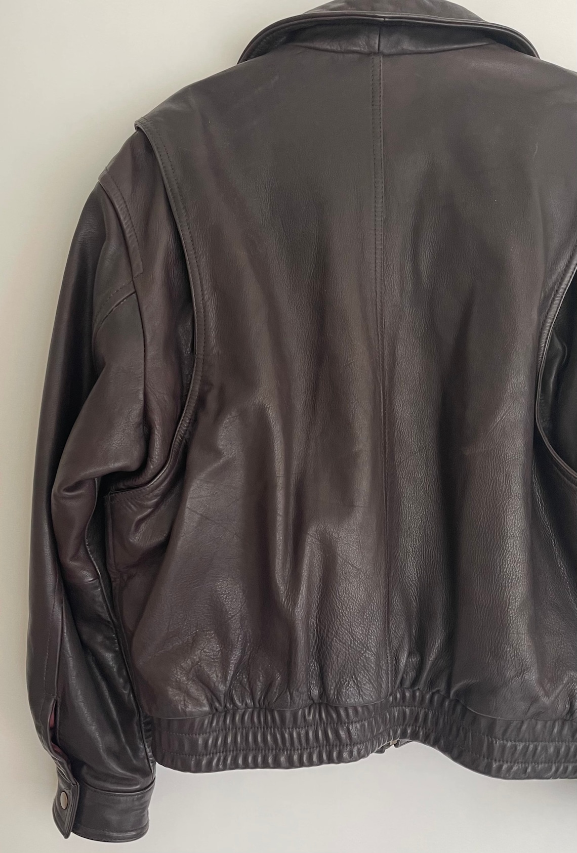 Mens Leather Bomber Jacket Vintage 80s Banana Republic Flight Etsy