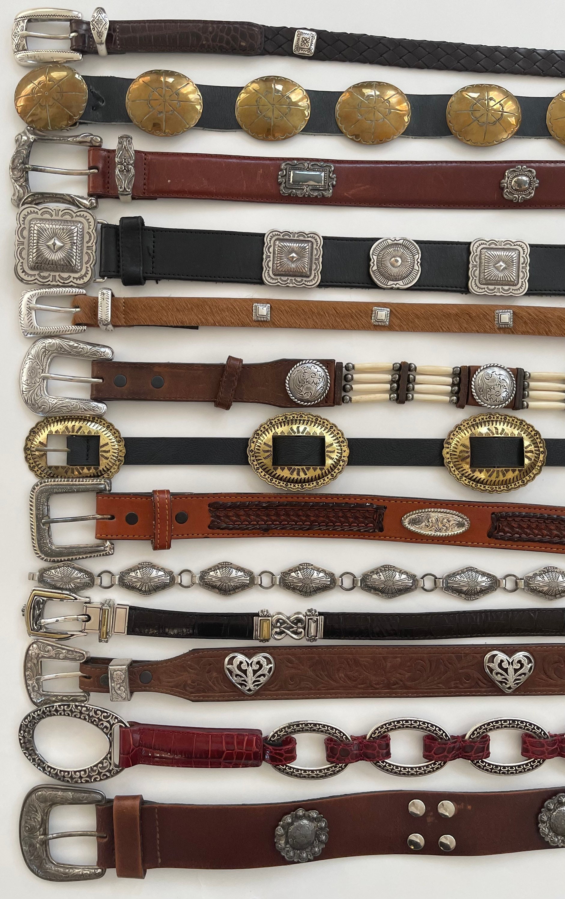 Western Leather Belt Concho Belt Tooled 