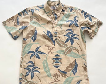 Vintage Hawaiian Aloha Shirt Reyn Spooner 80's 90's Men's Short Sleeve Summer Shirts Tropical Floral Tiki Island Style Print