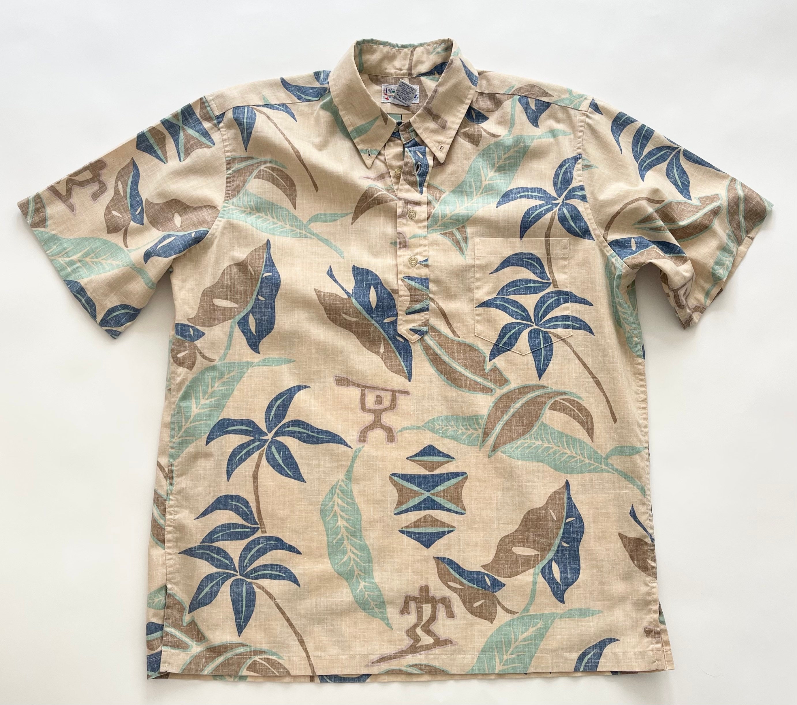 Vintage Hawaiian Aloha Shirt Reyn Spooner 80's 90's Men's Short Sleeve  Summer Shirts Tropical Floral Tiki Island Style Print
