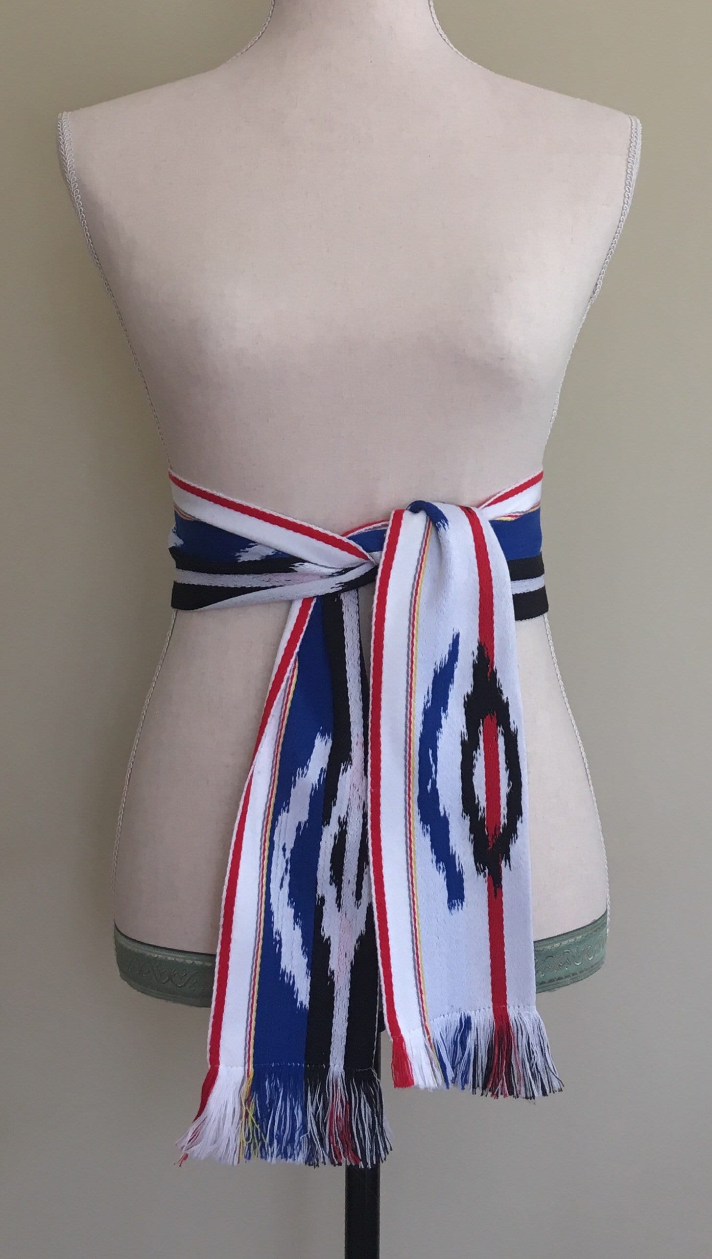 Woven Tribal Ikat Belt Vintage 70s Ethnic Boho Festival White Cotton ...