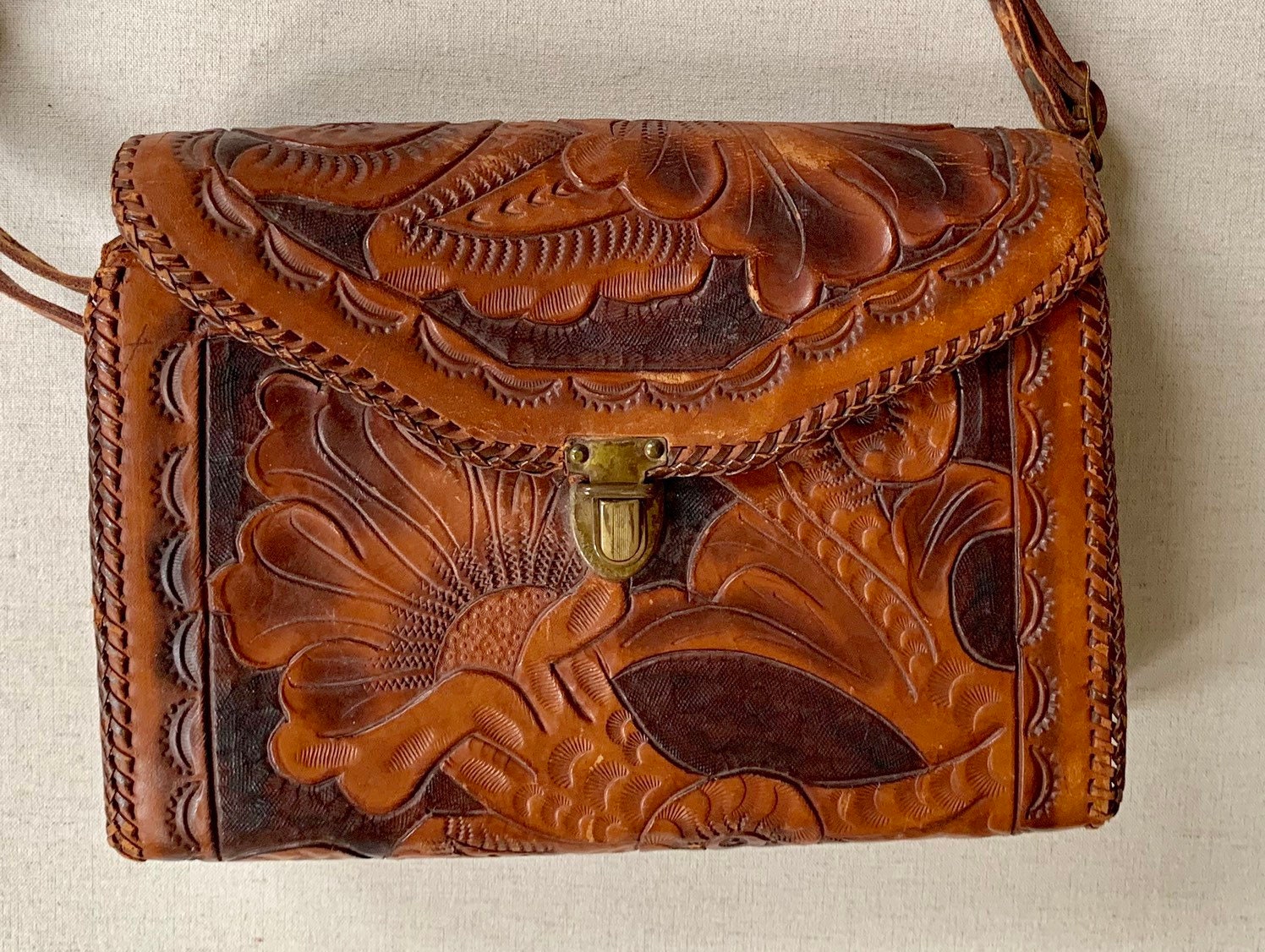 Tooled Leather Purse Handbag Vintage 60s 70s Dark Brown Hand Tooled ...
