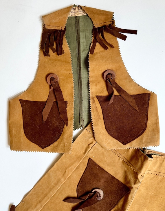 Vintage Antique Cowgirl Costume Miller's Western Wear Denver Colorado Vest Skirt Western Girl Dress Up Halloween Costume