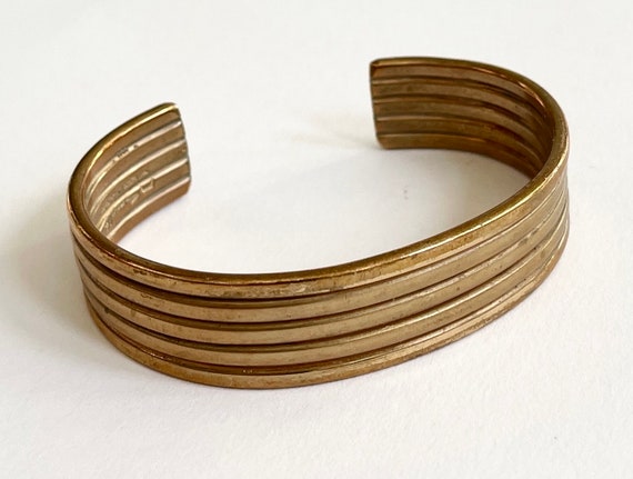 Minimalist Solid Brass Cuff Bracelet Vintage Simp… - image 2