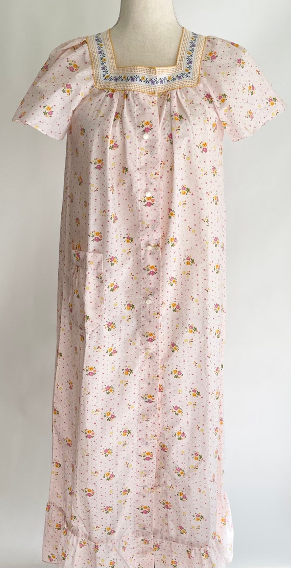 Floral Nightgown House Dress Robe Vintage Mid Cen… - image 5