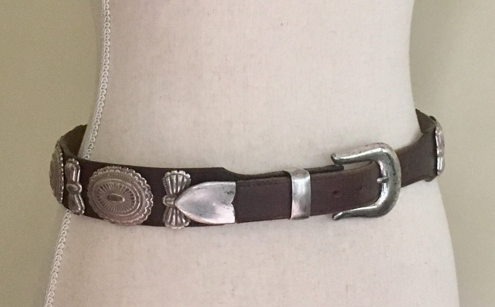 Vintage Western Concho Belt Heavy Silver Tone Metal Billy Belts