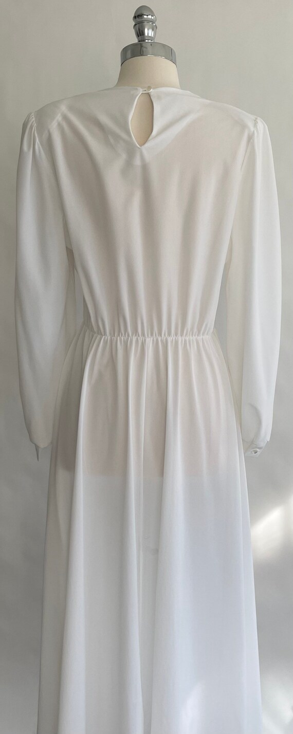 White Polyester Maxi Dress Vintage 70s Romantic B… - image 4