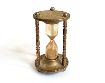 Antique Brass Hourglass Sand Timer Old Aged Patina